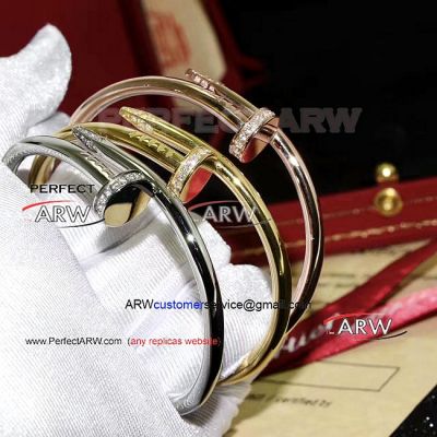 Perfect Replica AAA Cartier Nail Bracelet - Gold with Diamonds For Sale